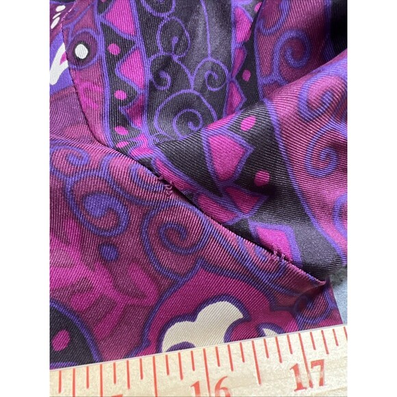 Banana Republic Silk Purple Pink Paisley Print 3/4 Sleeve Pleated Dress Size 2 - Picture 14 of 16